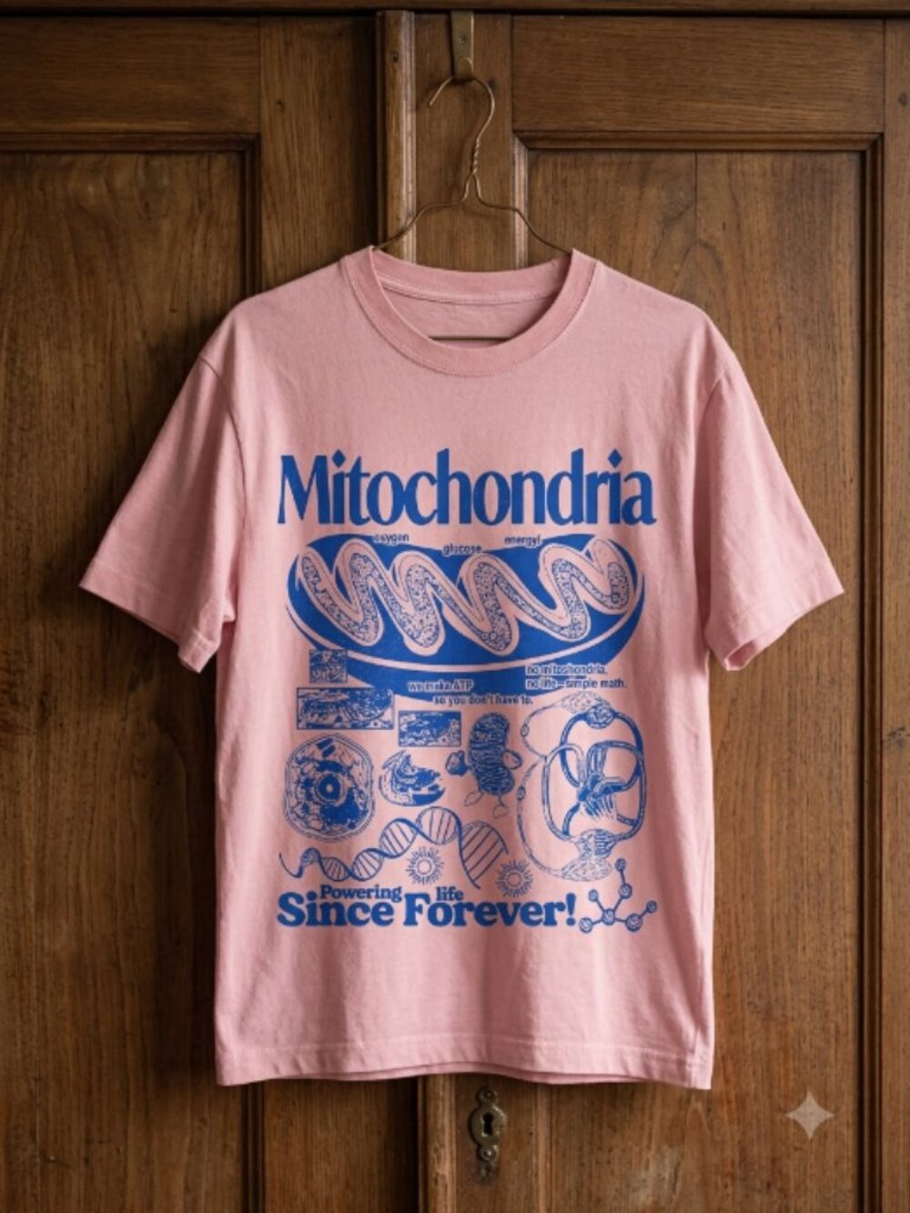 Mitochondria Science T-Shirt - light pink